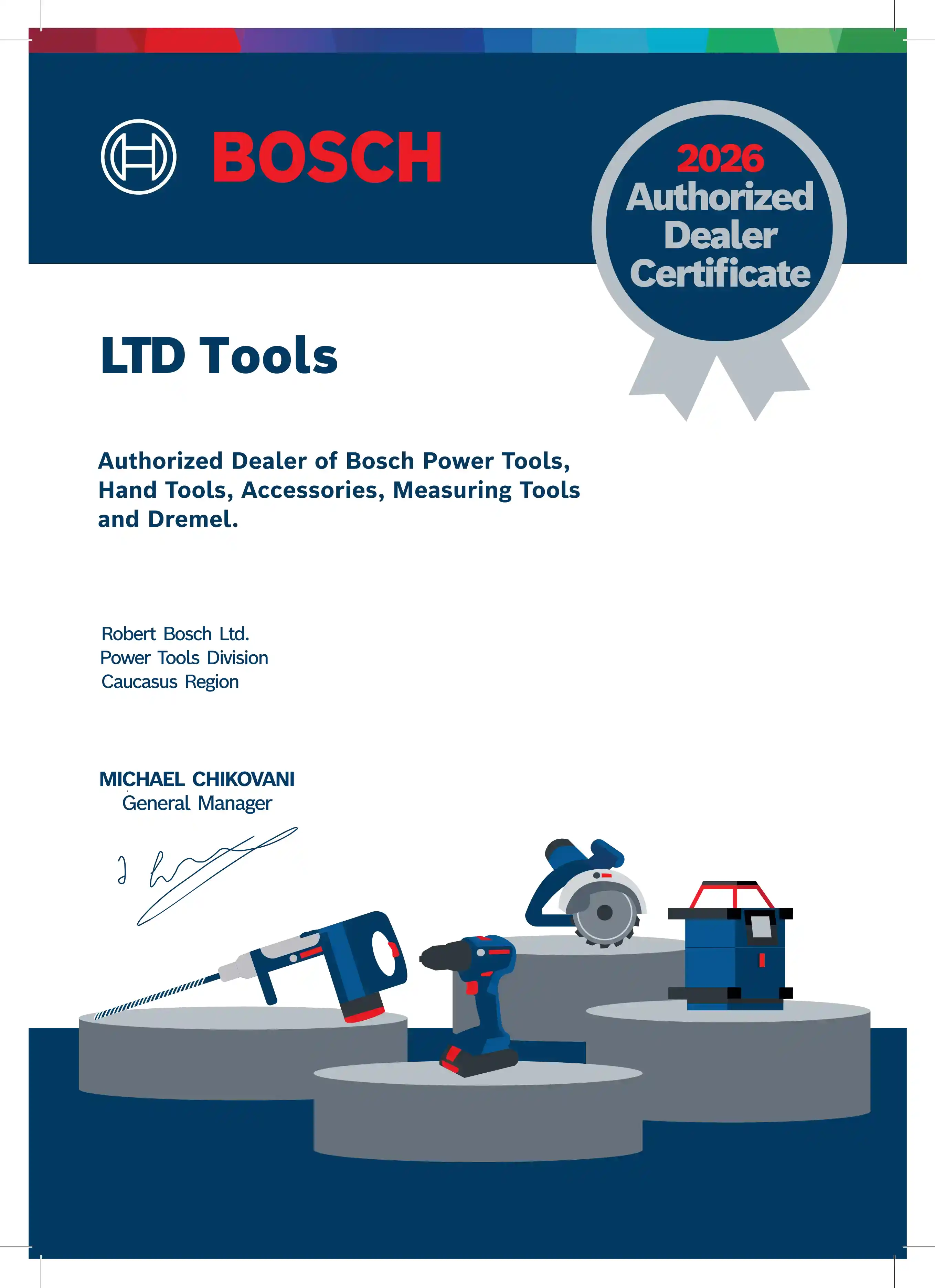 Bosch Official Dealer Certificate