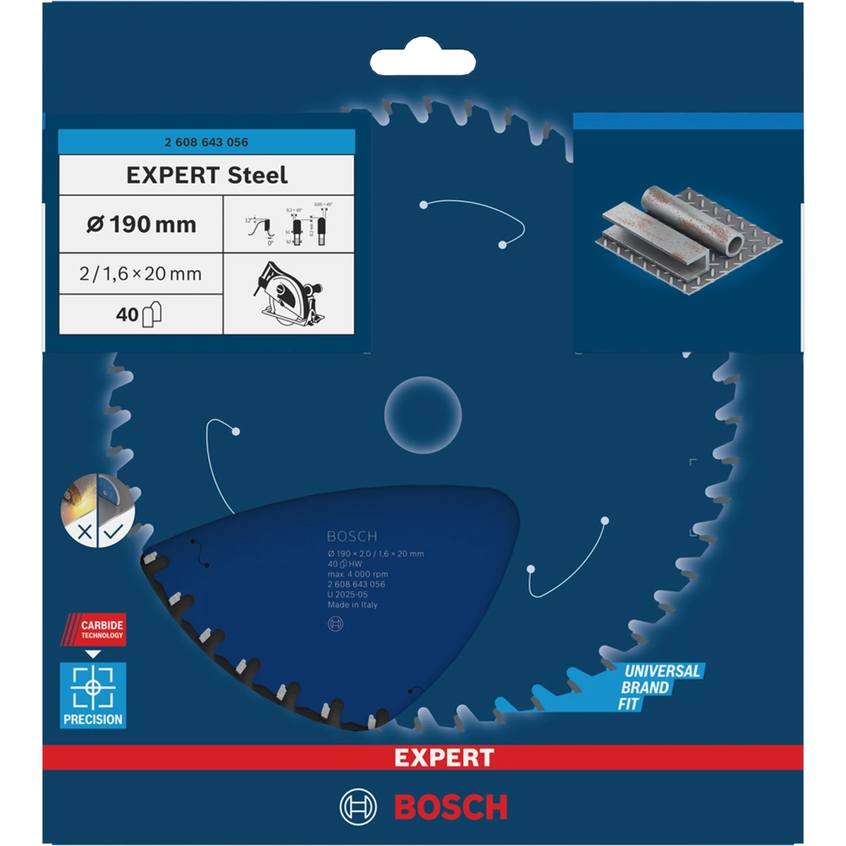 EXPERT Steel Circular Saw Blade, 190 x 2/1.6 x 20 mm, T40 image 2