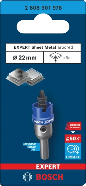 EXPERT Sheet Metal arbored Hole Saw 22x5