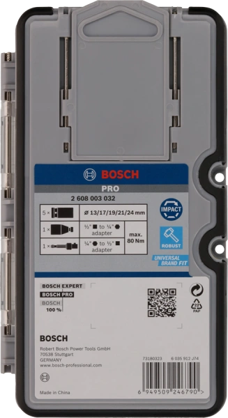 PRO Impact Socket Set, with Adapter, 1/2, Standard, 7 pcs