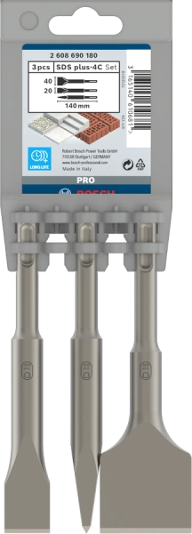 PRO SDS plus-4C Chisel Set 140; 140; 140 0; 20; 40