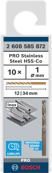 PRO Stainless Steel HSS-Co Twist Drill Bit  1.00 12 34 - 10 Pcs