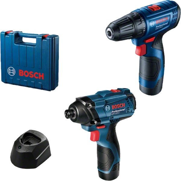 Combo Kit: Cordless drill/driver GSR 120-Li + Cordless impact wrench GDR 120-Li + 2 x GBA 12V 2.0Ah battery + GAL 1210 CV charger in carrying case Professional image 1