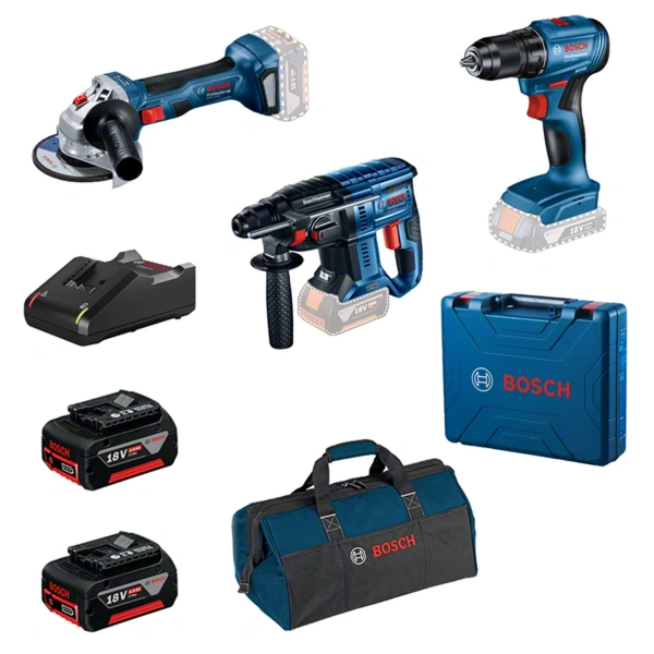 Combo Kit: Cordless combi GSR 185-LI + cordless angle grinder GWS 180-LI + cordless rotary hammer GBH 180-LI + 2 x 4.0 Ah batteries in bag Professional image 4