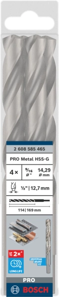 PRO Metal HSS-G Twist Drill Bit Standard Length Bosch 