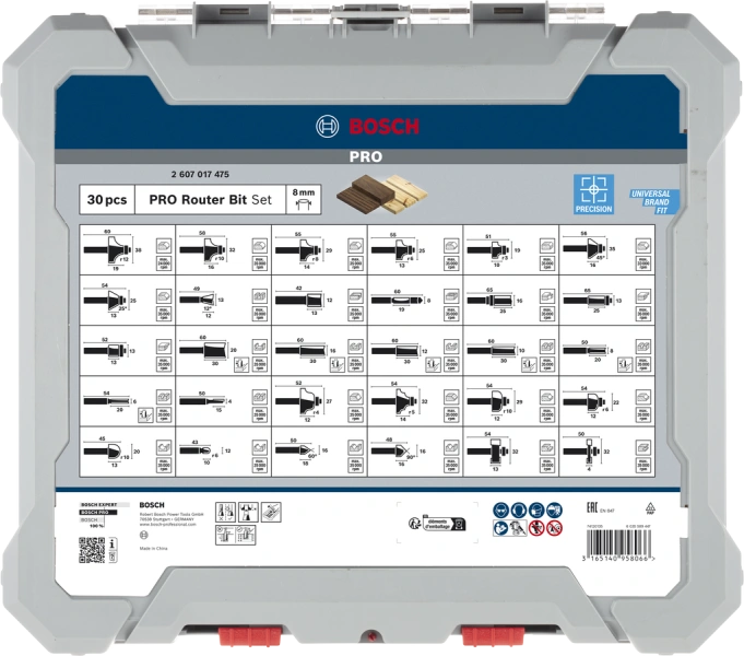 PRO Router Bit Mixed Set, 30 pcs Bosch 